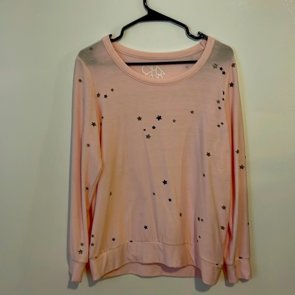 cha sor Tops - Pink Sweatshirt with stars soft and comfy